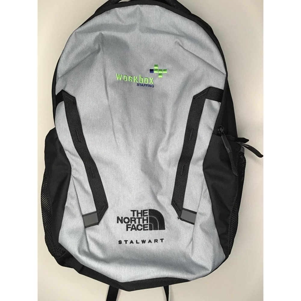 The North Face Stalwart Backpack Gray Black Laptop Bag Workbox Staffing Logo New - Picture 2 of 10